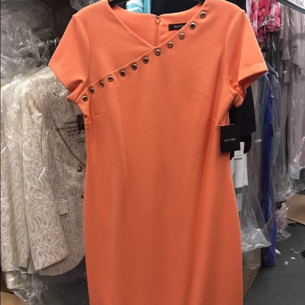 Ellen Tracy women mango color short sleeve - Picture 3 of 8